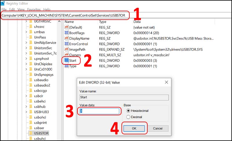 Mở khóa cổng USB